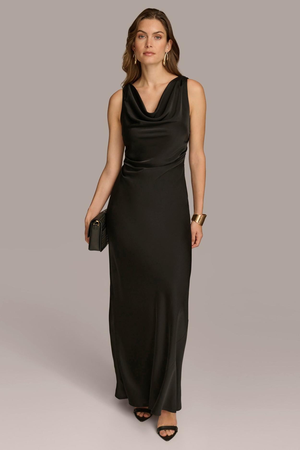 Donna Karan Dresses And Jumpsuits | Women SATIN COWL NECK GOWN Black