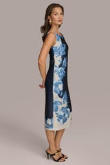 Donna Karan Dresses And Jumpsuits | Women SCUBA FLORAL PLACEMENT PRINT MIDI DRESS Nightfall Multi