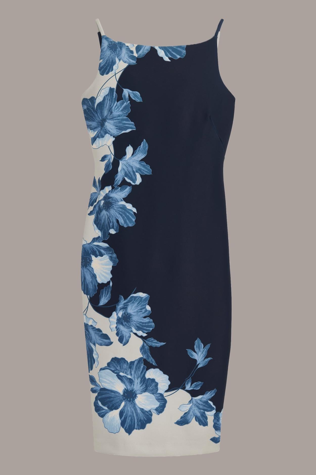 Donna Karan Dresses And Jumpsuits | Women SCUBA FLORAL PLACEMENT PRINT MIDI DRESS Nightfall Multi