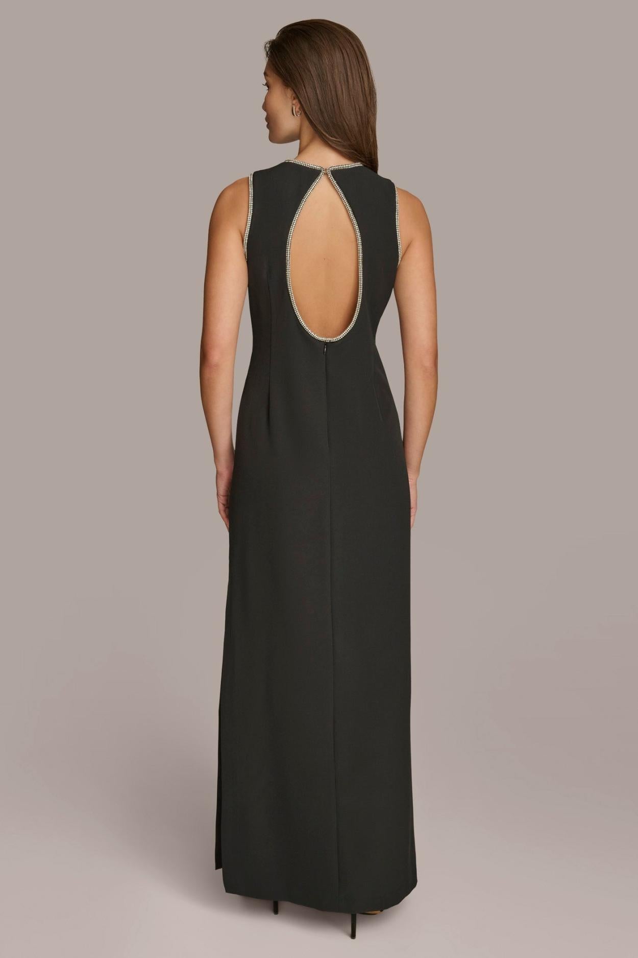 Donna Karan Dresses And Jumpsuits | Women SCUBA GOWN WITH HOT FIX TRIM Black