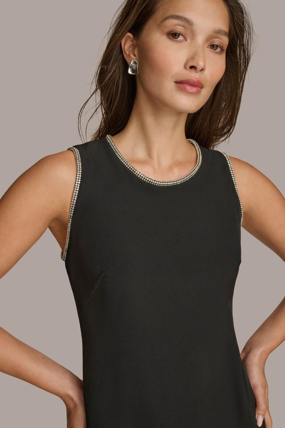 Donna Karan Dresses And Jumpsuits | Women SCUBA GOWN WITH HOT FIX TRIM Black