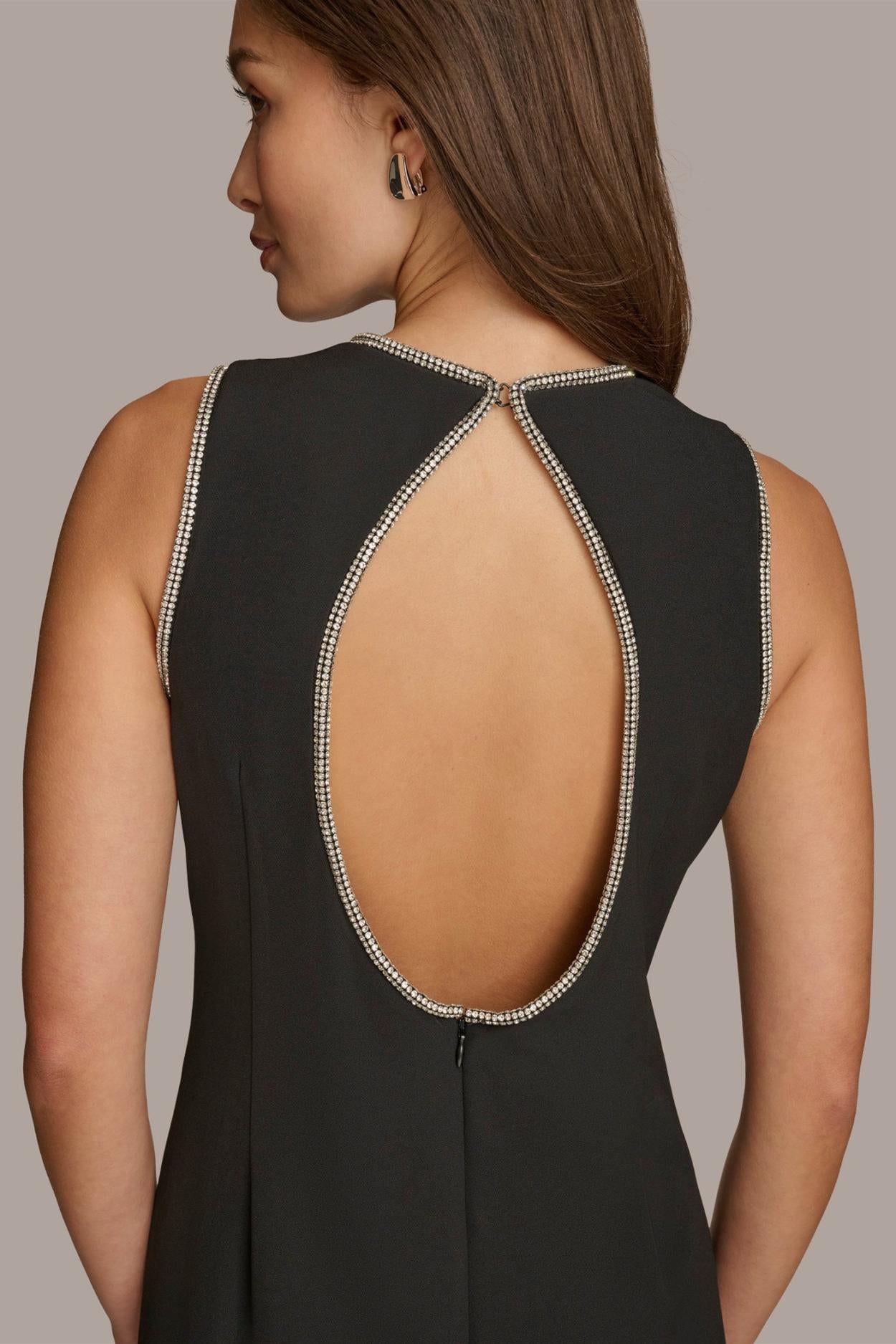 Donna Karan Dresses And Jumpsuits | Women SCUBA GOWN WITH HOT FIX TRIM Black