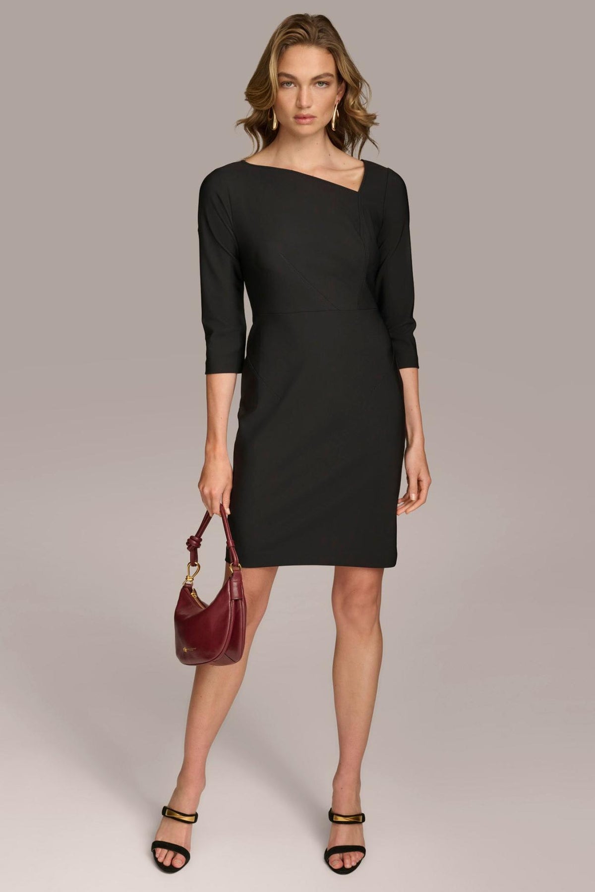 Donna Karan Dresses And Jumpsuits | Women SHEATH DRESS WITH ASYMMETRICAL NECK Black