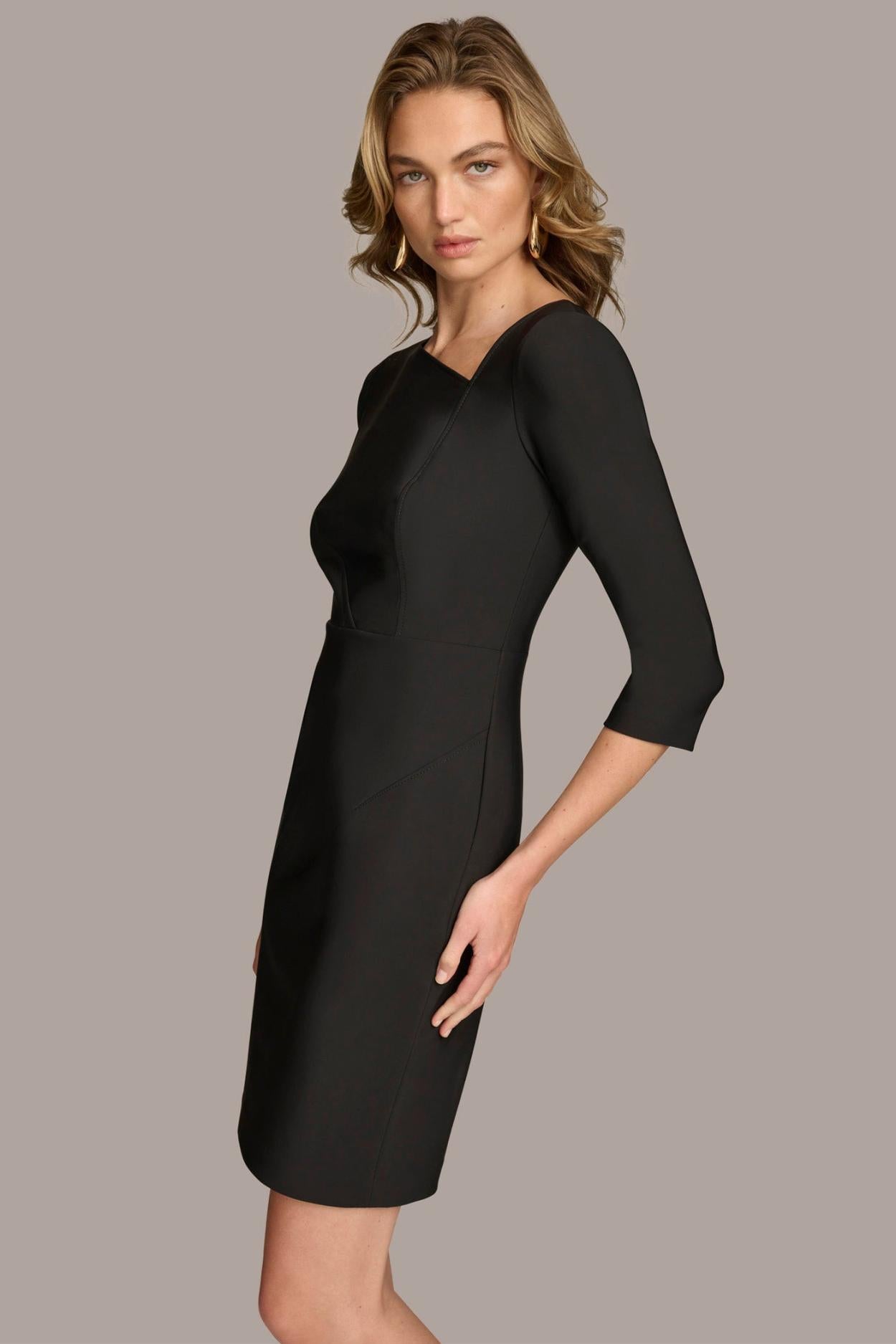 Donna Karan Dresses And Jumpsuits | Women SHEATH DRESS WITH ASYMMETRICAL NECK Black