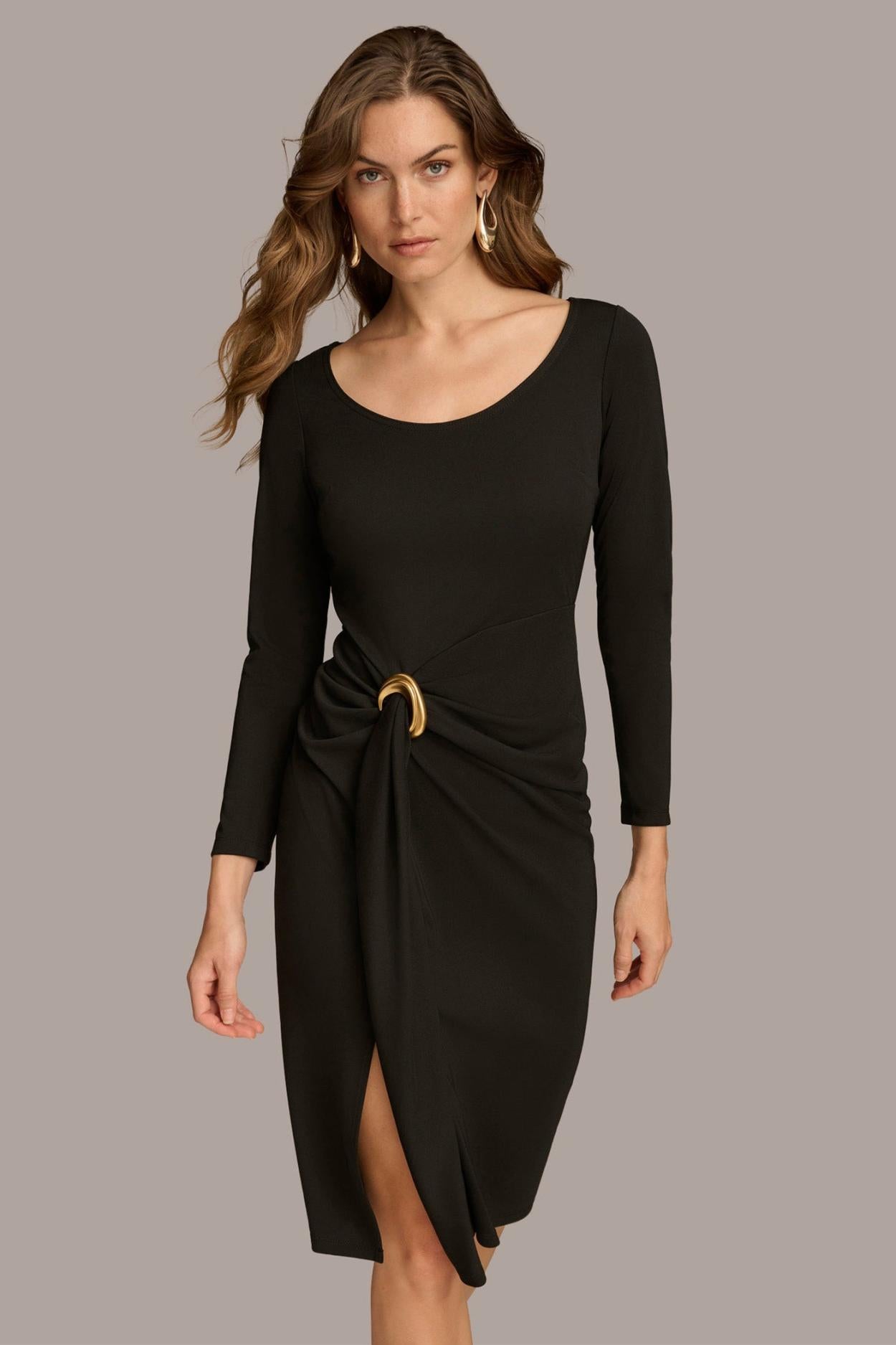 Donna Karan Dresses And Jumpsuits | Women SHEATH ROUCHED SIDE DRESS Black