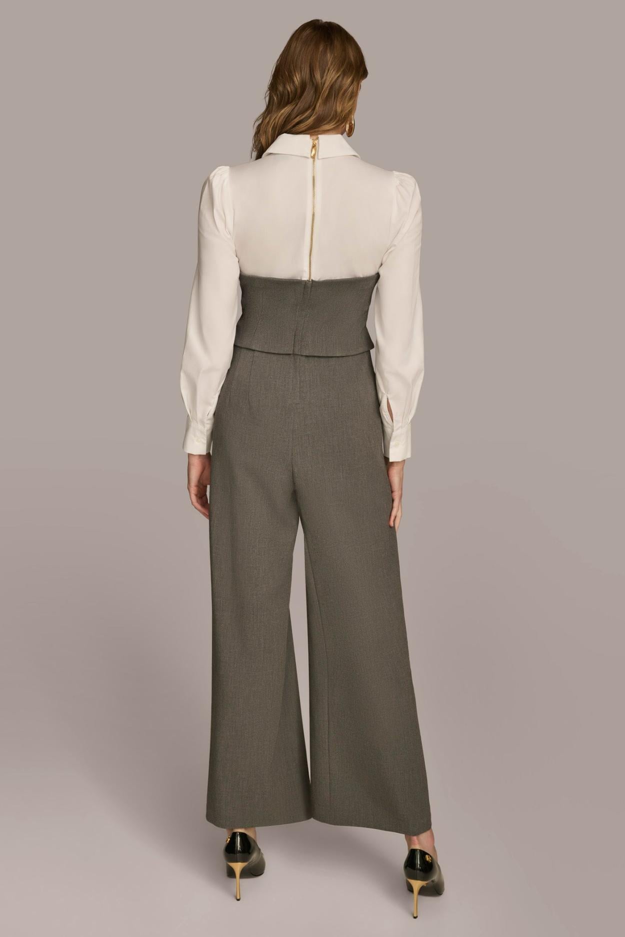 Donna Karan Dresses And Jumpsuits | Women SHIRT AND CORSET COMBO JUMPSUIT Grey