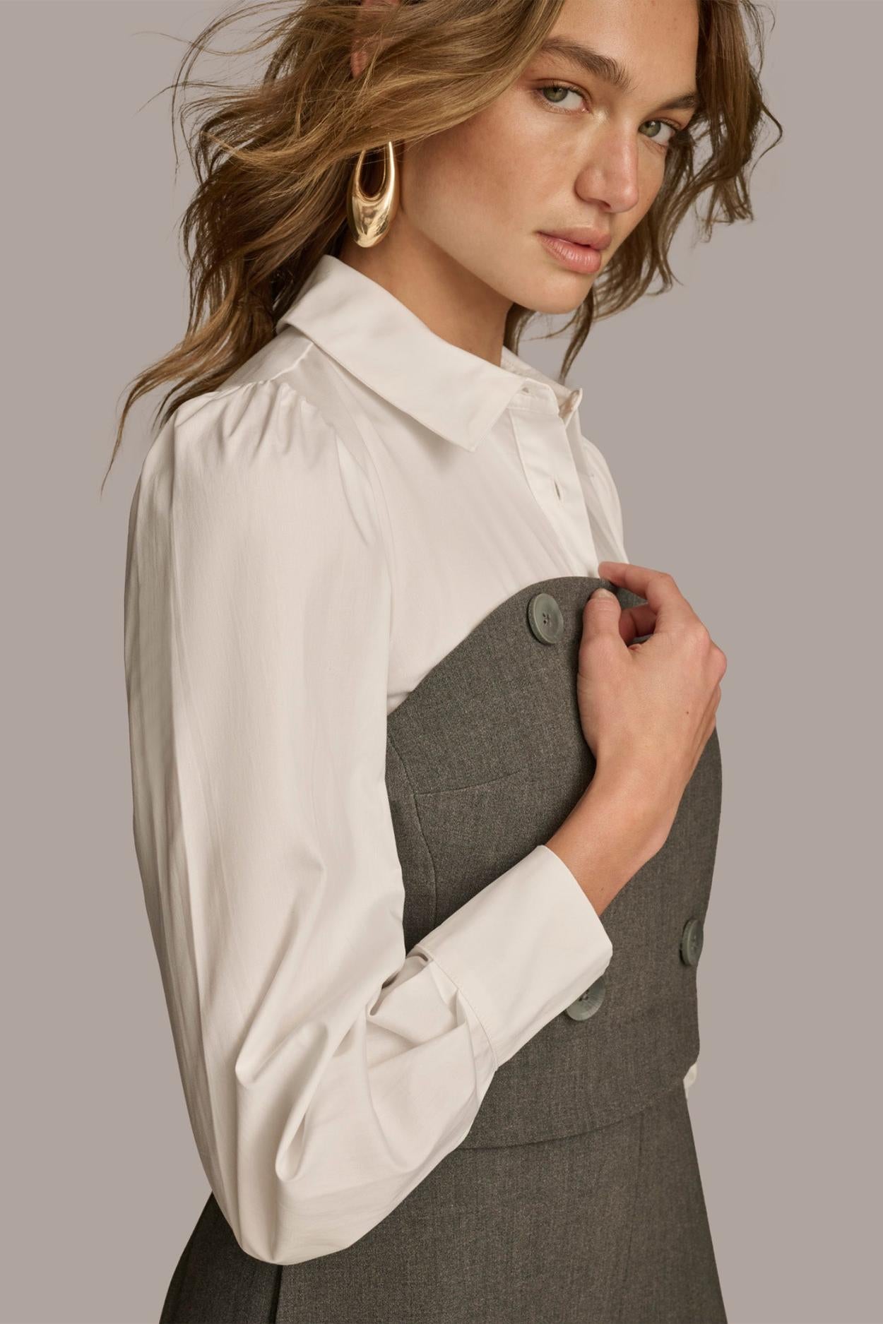 Donna Karan Dresses And Jumpsuits | Women SHIRT AND CORSET COMBO JUMPSUIT Grey