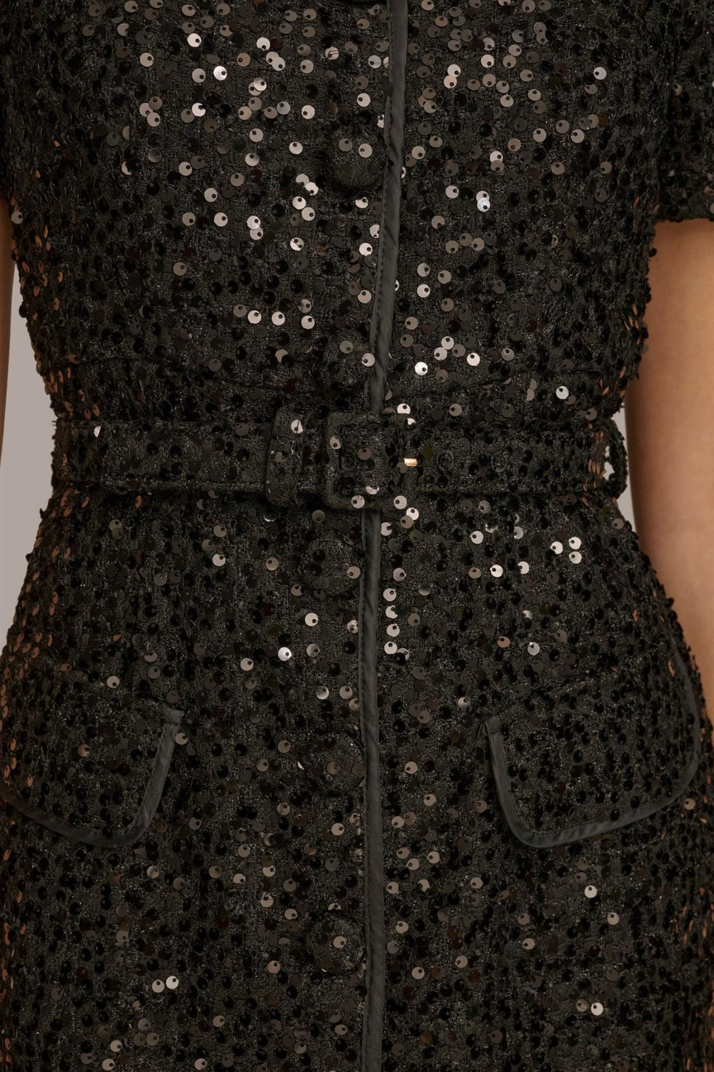 Donna Karan Dresses And Jumpsuits | Women SQUARE NECK SEQUIN A LINE DRESS Black