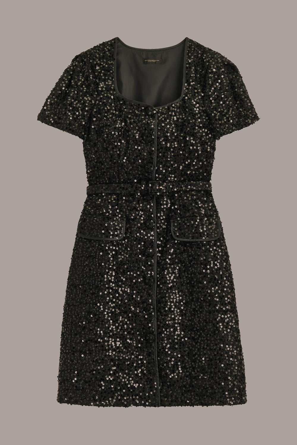 Donna Karan Dresses And Jumpsuits | Women SQUARE NECK SEQUIN A LINE DRESS Black