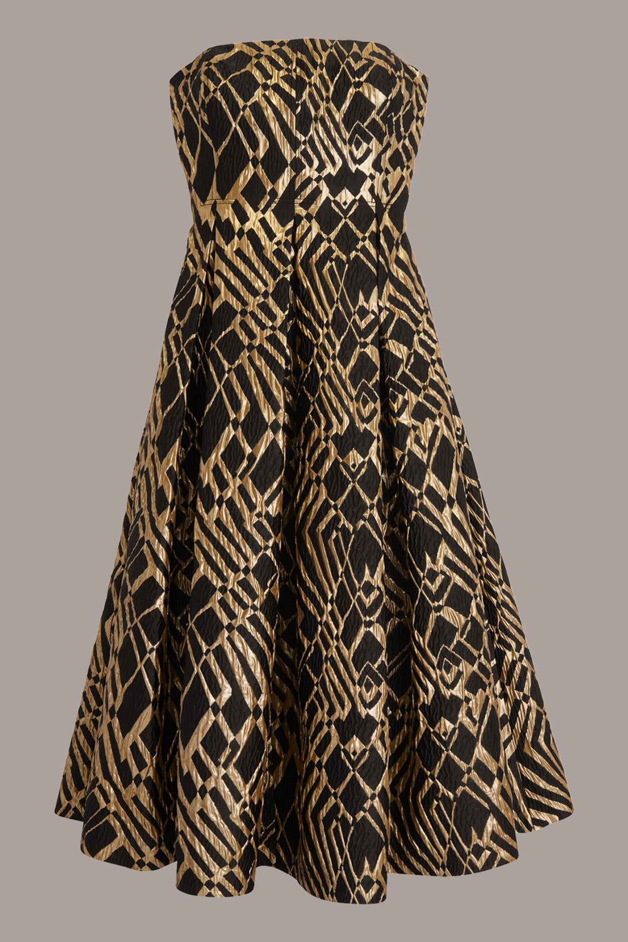 Donna Karan Dresses And Jumpsuits | Women STRAPLESS FIT AND FLARE DRESS Black/sand Multi