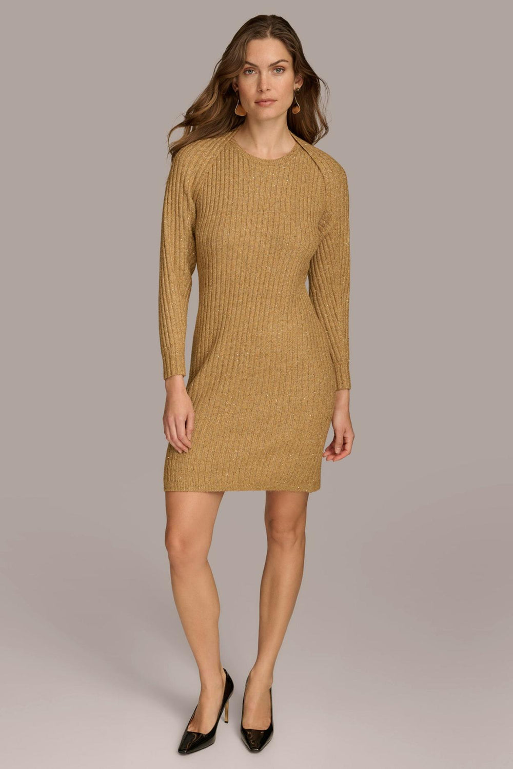 Donna Karan Dresses And Jumpsuits | Women SWEATER DRESS WITH SHRUG Gold