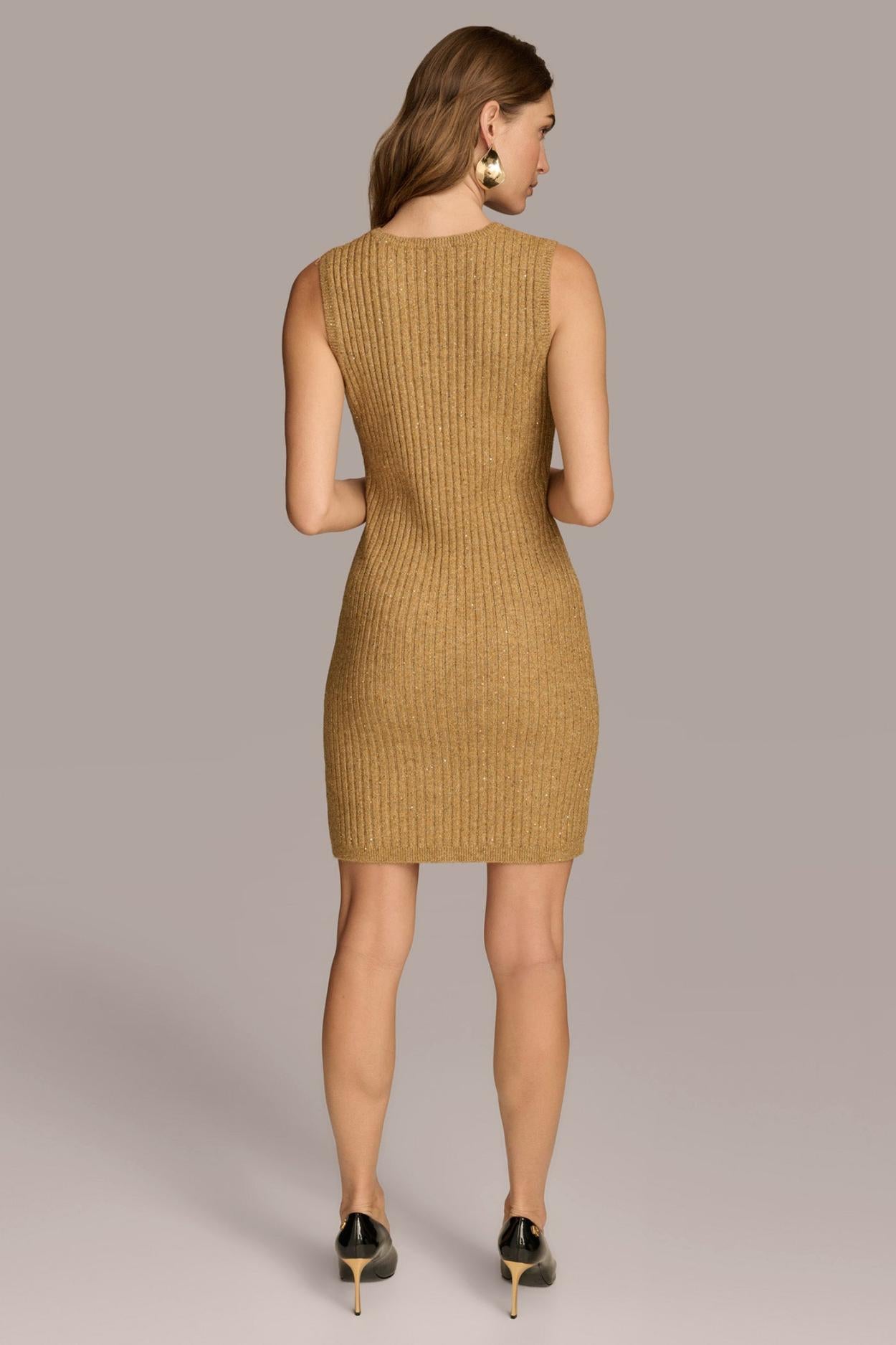 Donna Karan Dresses And Jumpsuits | Women SWEATER DRESS WITH SHRUG Gold