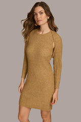 Donna Karan Dresses And Jumpsuits | Women SWEATER DRESS WITH SHRUG Gold
