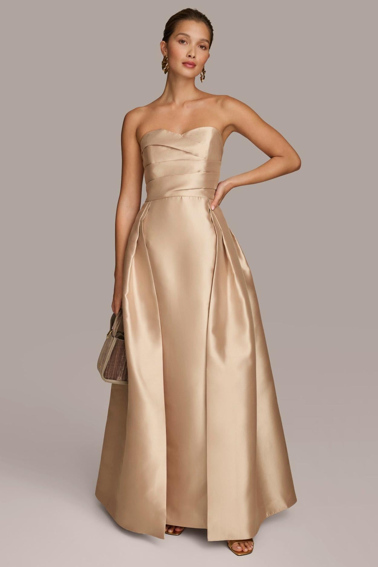 Donna Karan Dresses And Jumpsuits | Women SWEETHEART GOWN WITH OUTER SKIRT Gold