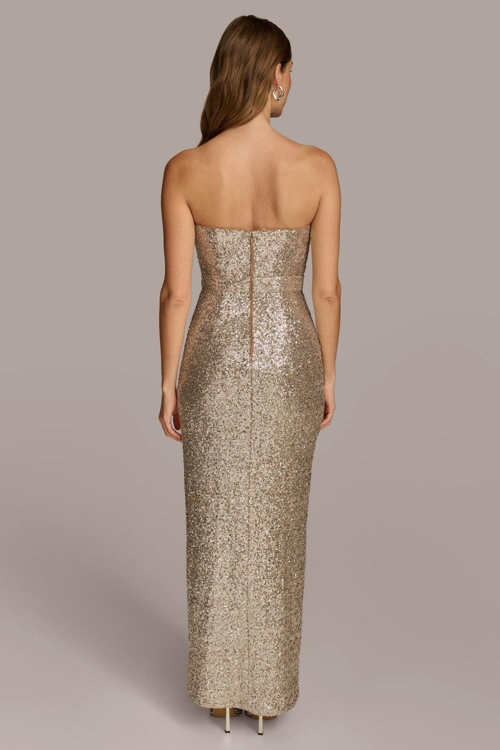 Donna Karan Dresses And Jumpsuits | Women SWEETHEART NECK SEQUIN GOWN Fawn/silver