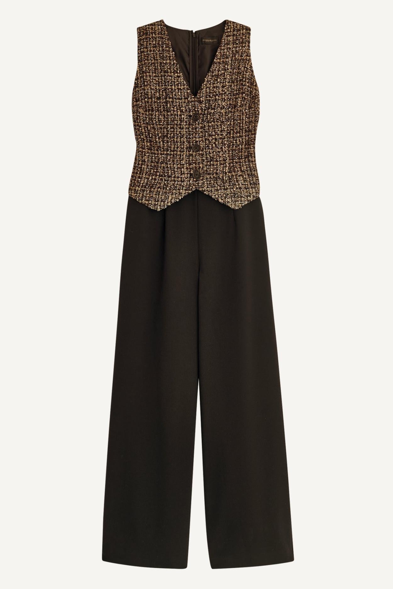 Donna Karan Dresses And Jumpsuits | Women TAILORED JUMPSUIT WITH TWEED VEST Elderberry Multi/black