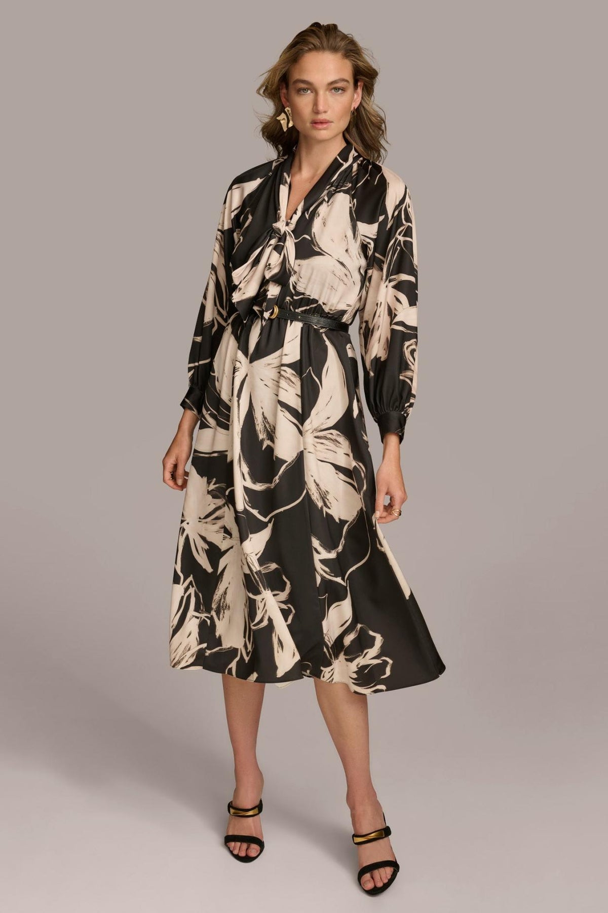 Donna Karan Dresses And Jumpsuits | Women TIE NECK PRINTED MAXI DRESS Black