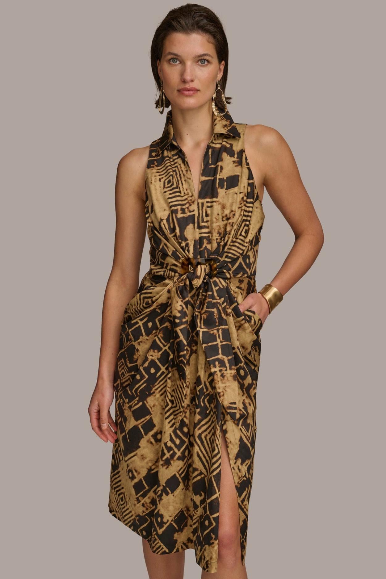 Donna Karan Dresses And Jumpsuits | Women TORTOISE HARDWARE KNOT DRESS Black/fawn