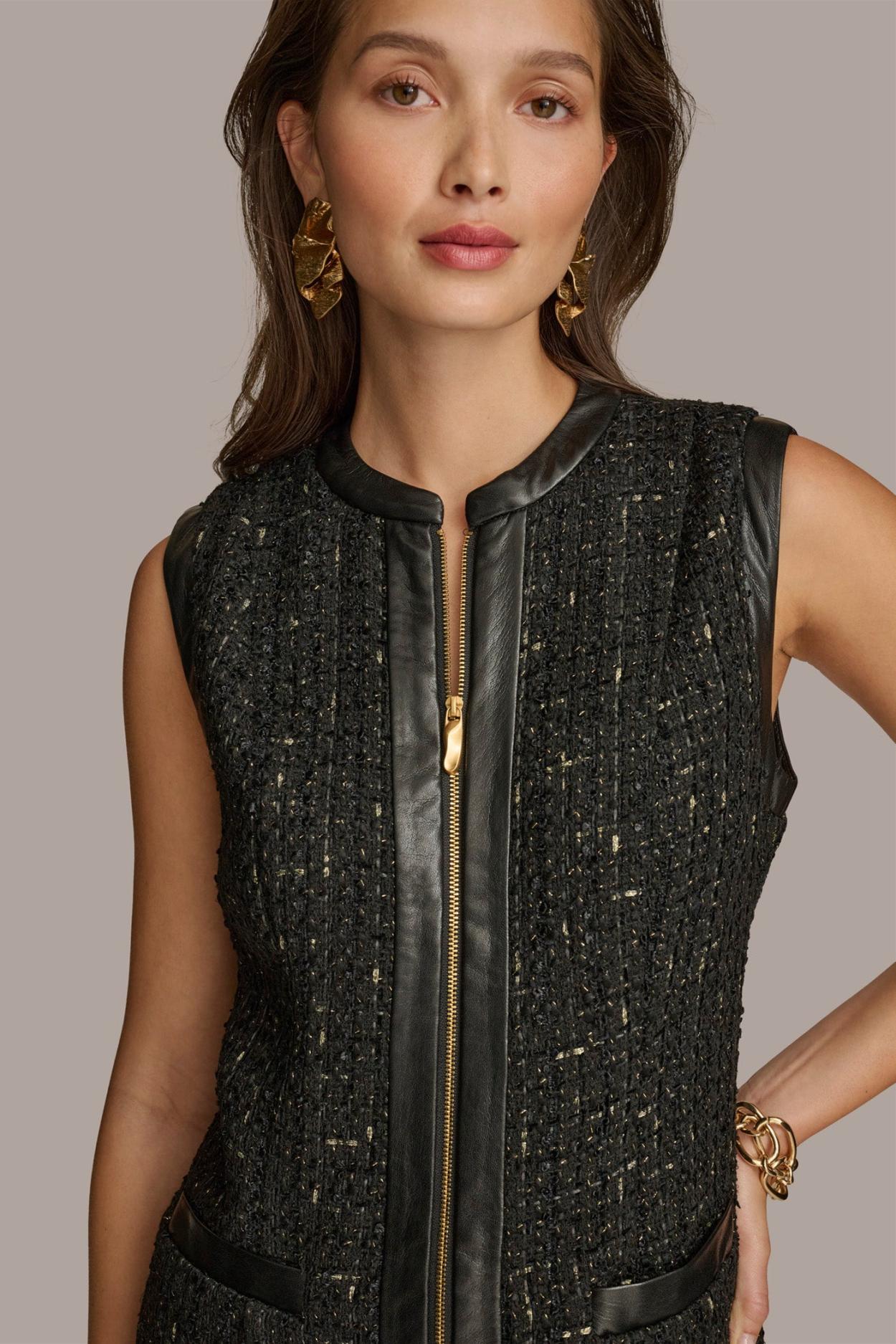 Donna Karan Dresses And Jumpsuits | Women TWEED A LINE DRESS WITH FRONT ZIPPER Black