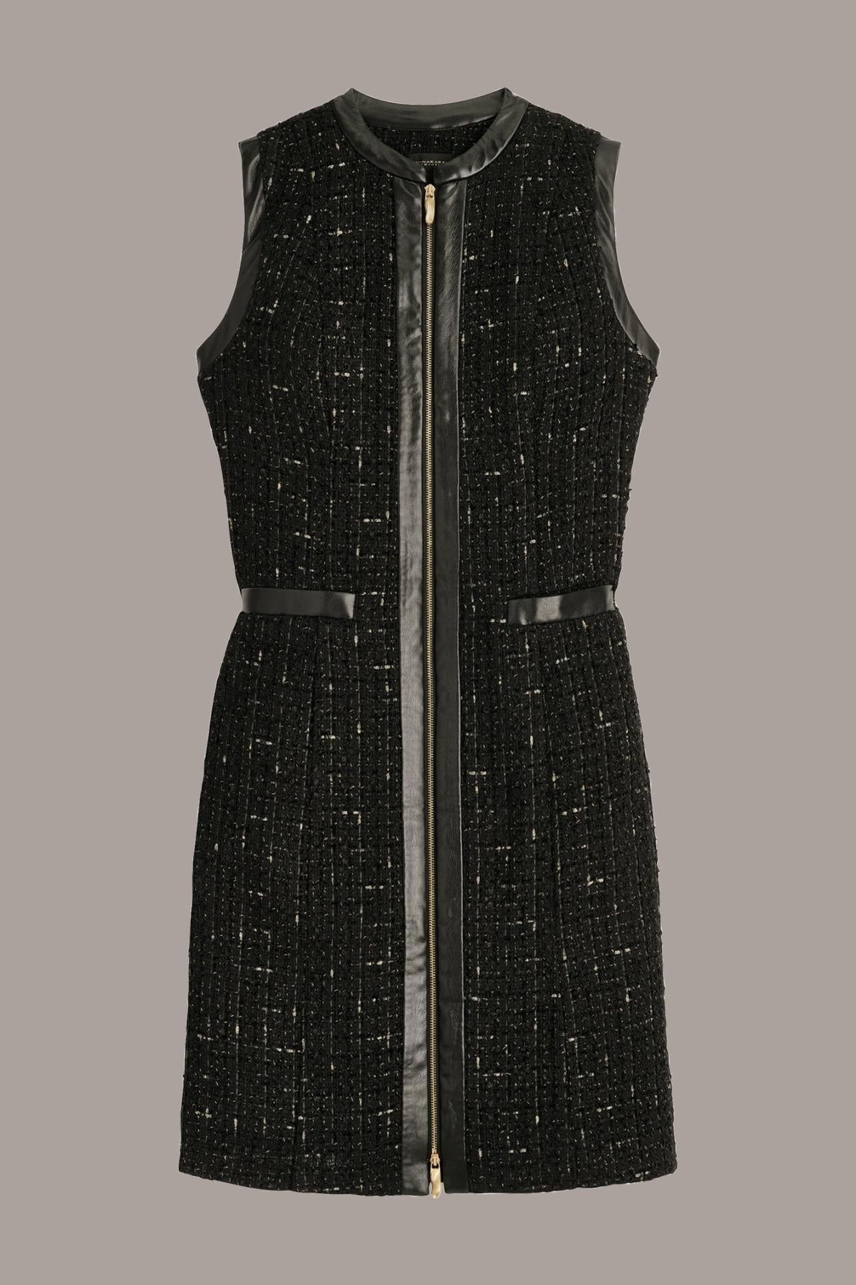 Donna Karan Dresses And Jumpsuits | Women TWEED A LINE DRESS WITH FRONT ZIPPER Black