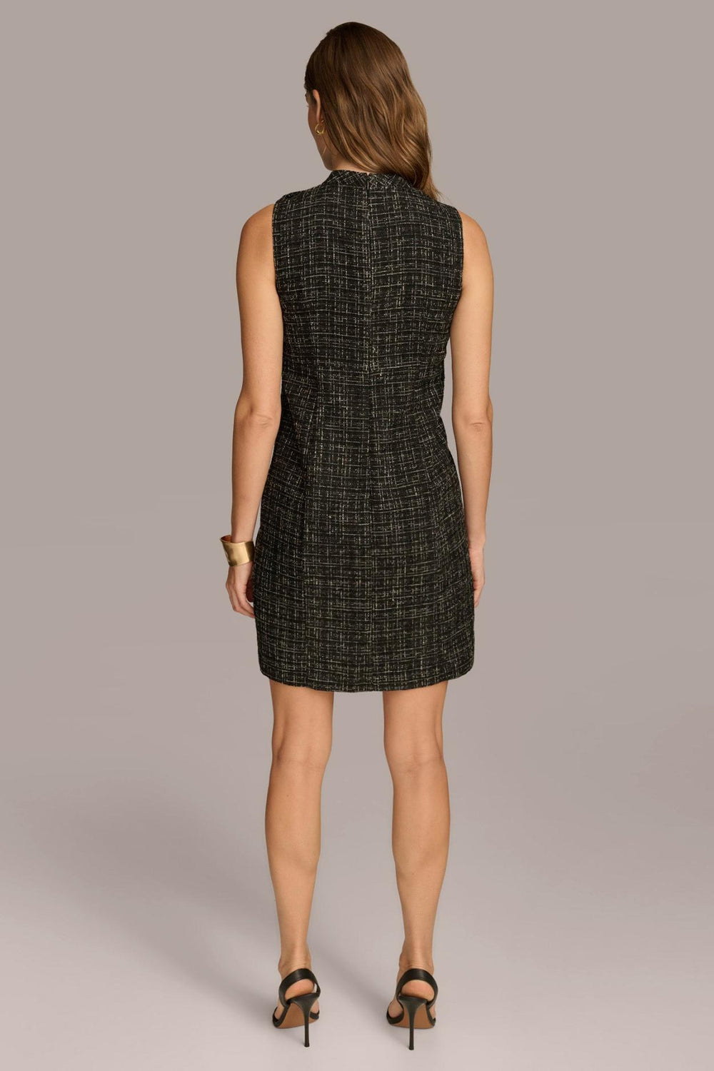Donna Karan Dresses And Jumpsuits | Women TWEED MOCK NECK SHIFT DRESS Black/cream