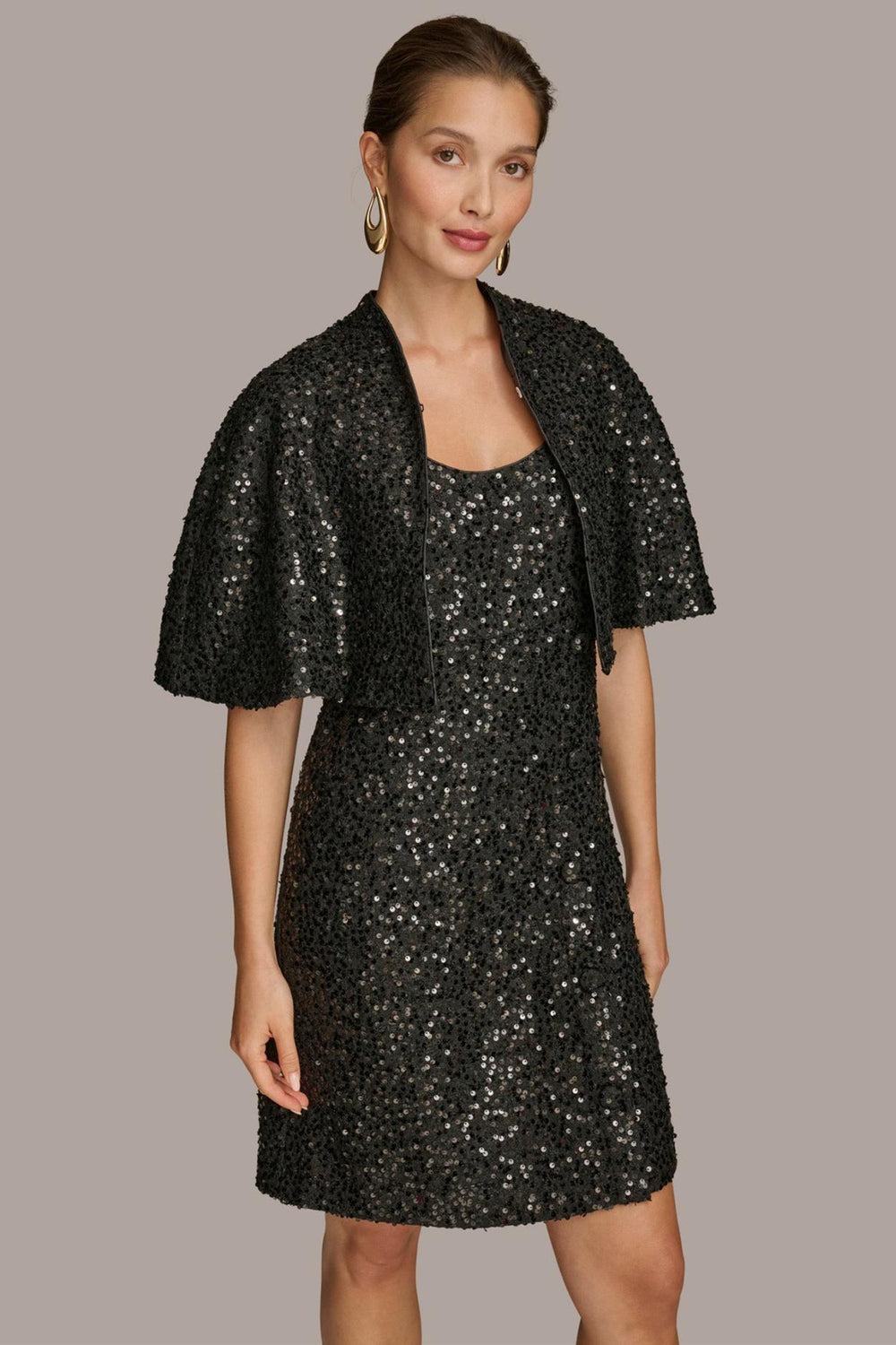Donna Karan Dresses And Jumpsuits | Women TWO PIECE SEQUIN DRESS AND SHRUG Black