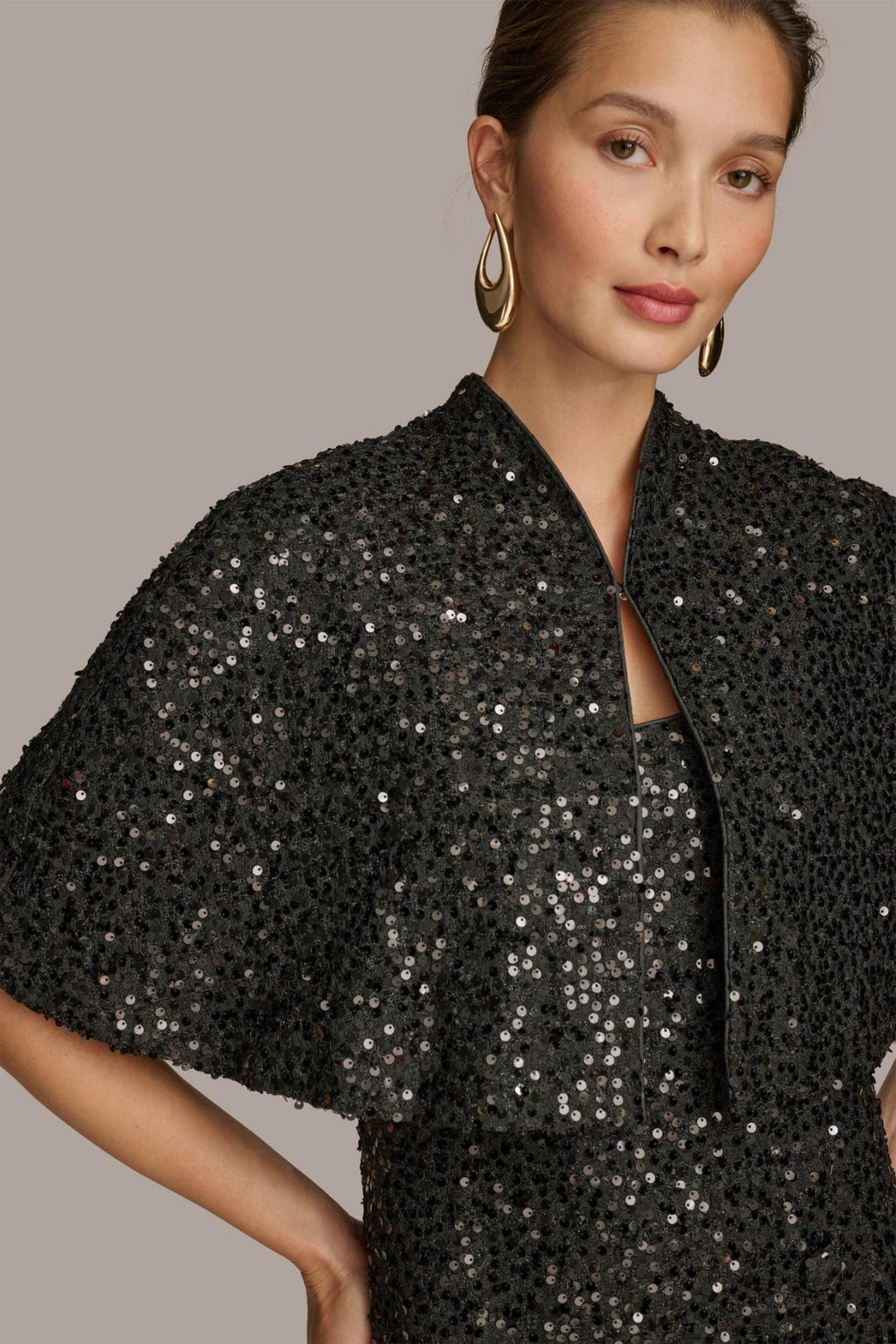 Donna Karan Dresses And Jumpsuits | Women TWO PIECE SEQUIN DRESS AND SHRUG Black