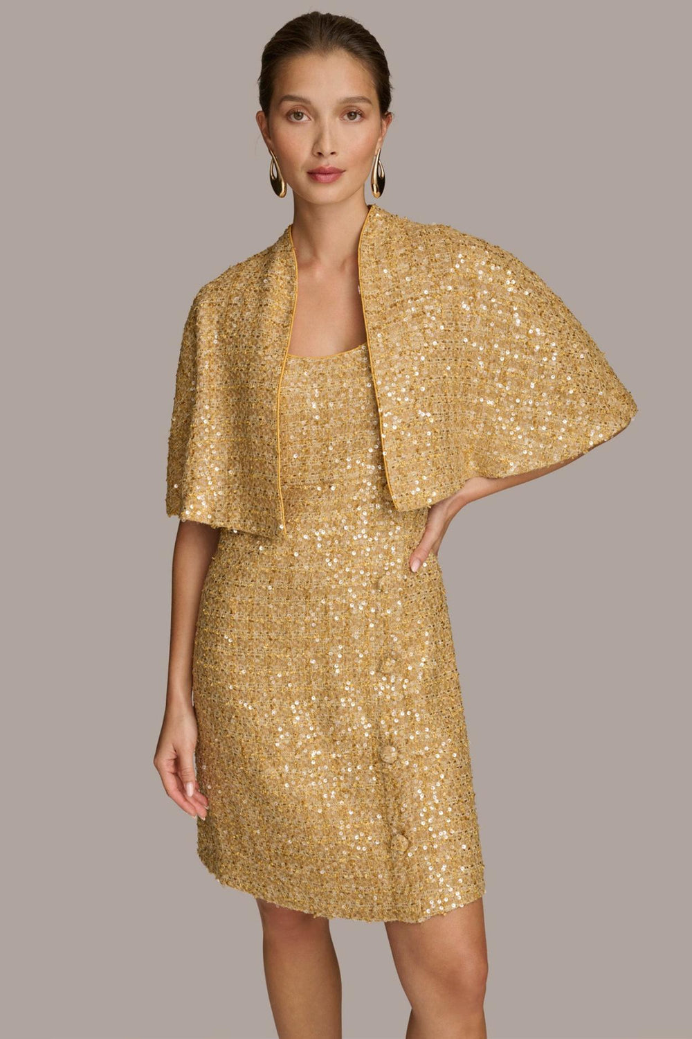 Donna Karan Dresses And Jumpsuits | Women TWO PIECE SEQUIN DRESS AND SHRUG Gold
