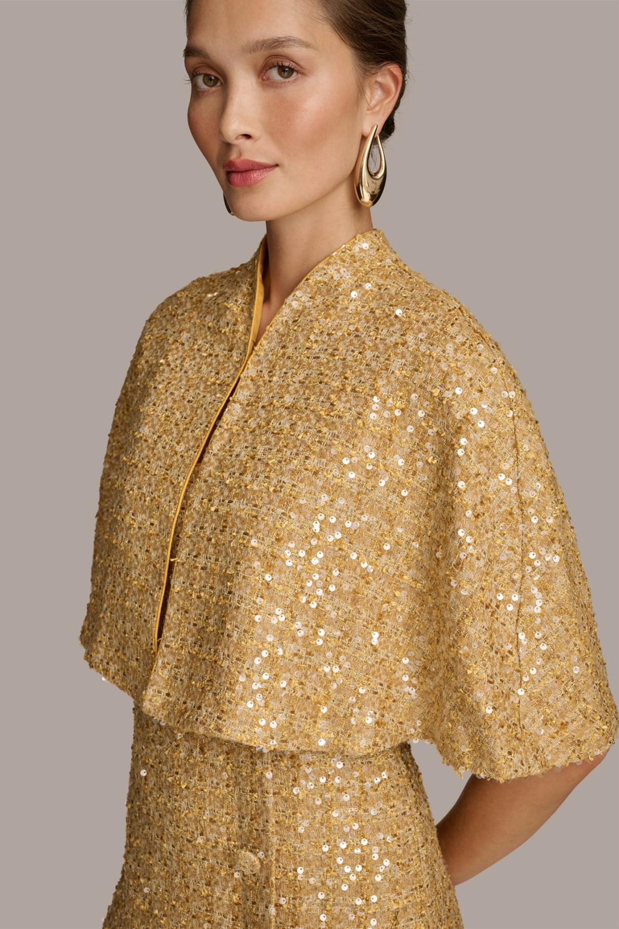 Donna Karan Dresses And Jumpsuits | Women TWO PIECE SEQUIN DRESS AND SHRUG Gold
