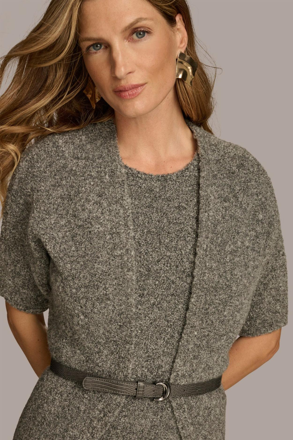 Donna Karan Dresses And Jumpsuits | Women TWO PIECE SWEATER DRESS WITH BELT Tin Heather