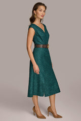 Donna Karan Dresses And Jumpsuits | Women V-NECK A LINE MIDI DRESS Spruce