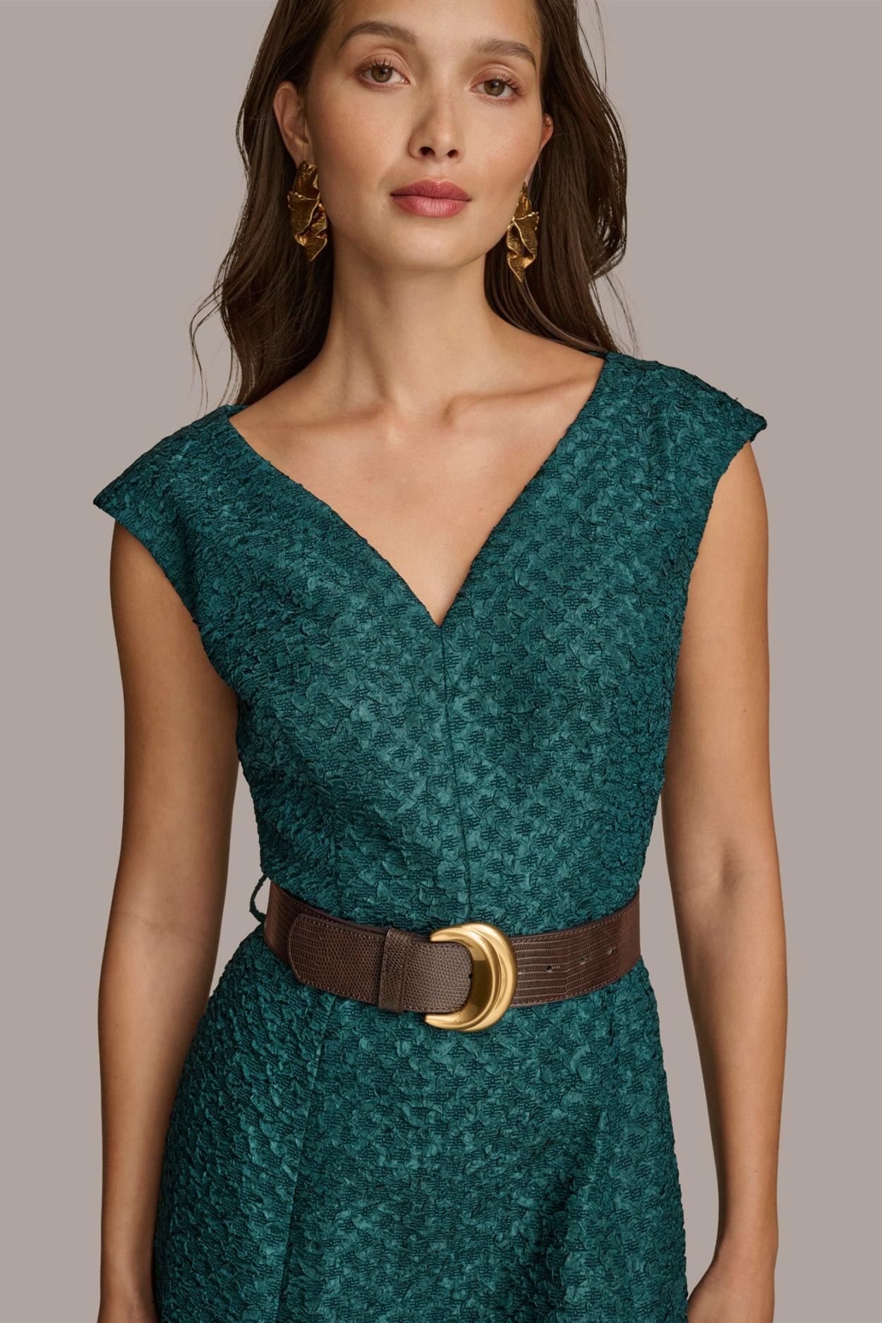 Donna Karan Dresses And Jumpsuits | Women V-NECK A LINE MIDI DRESS Spruce