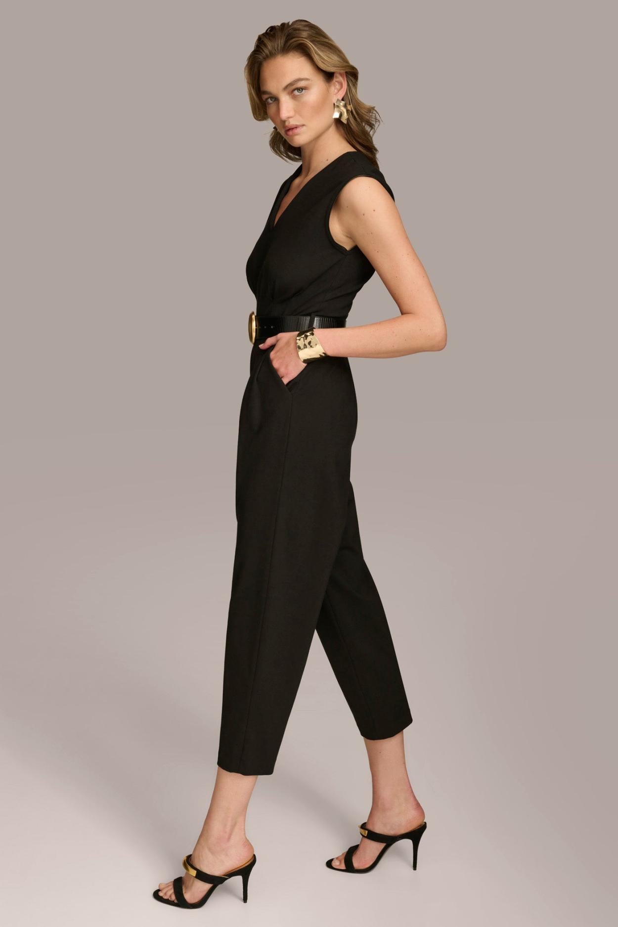 Donna Karan Dresses And Jumpsuits | Women V NECK CROPPED JUMPSUIT Black