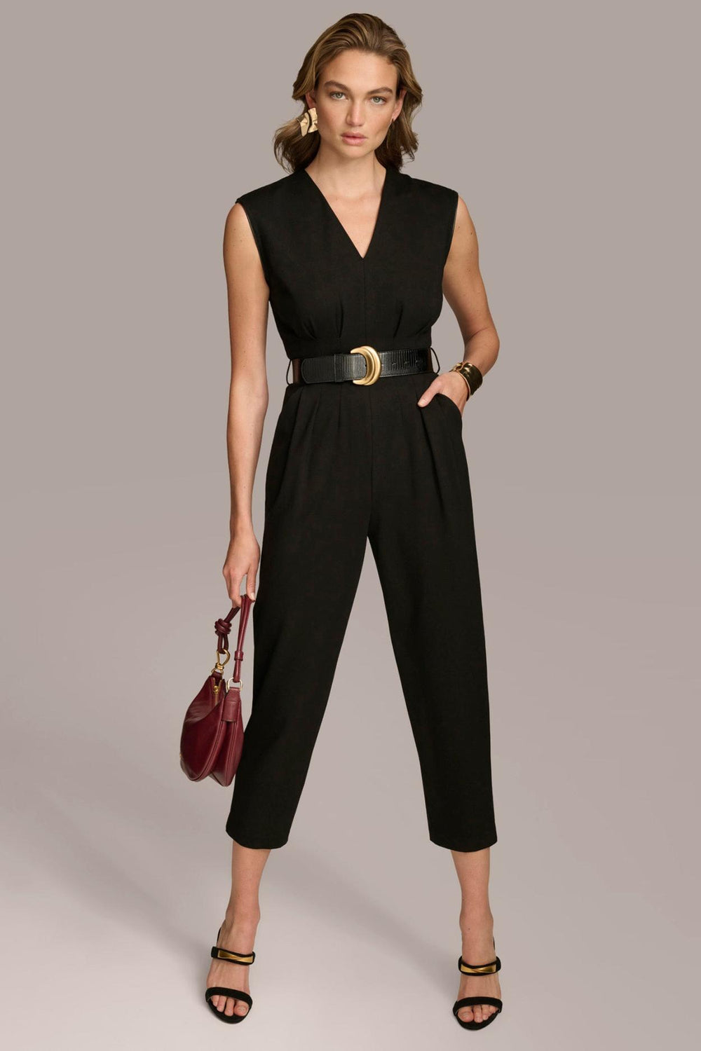Donna Karan Dresses And Jumpsuits | Women V NECK CROPPED JUMPSUIT Black