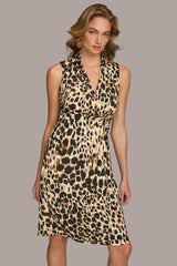 Donna Karan Dresses And Jumpsuits | Women V-NECK LEOPARD MIDI DRESS Black Multi