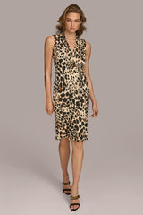 Donna Karan Dresses And Jumpsuits | Women V-NECK LEOPARD MIDI DRESS Black Multi