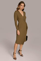 Donna Karan Dresses And Jumpsuits | Women V NECK WRAP DRESS WITH HARDWARE Brown