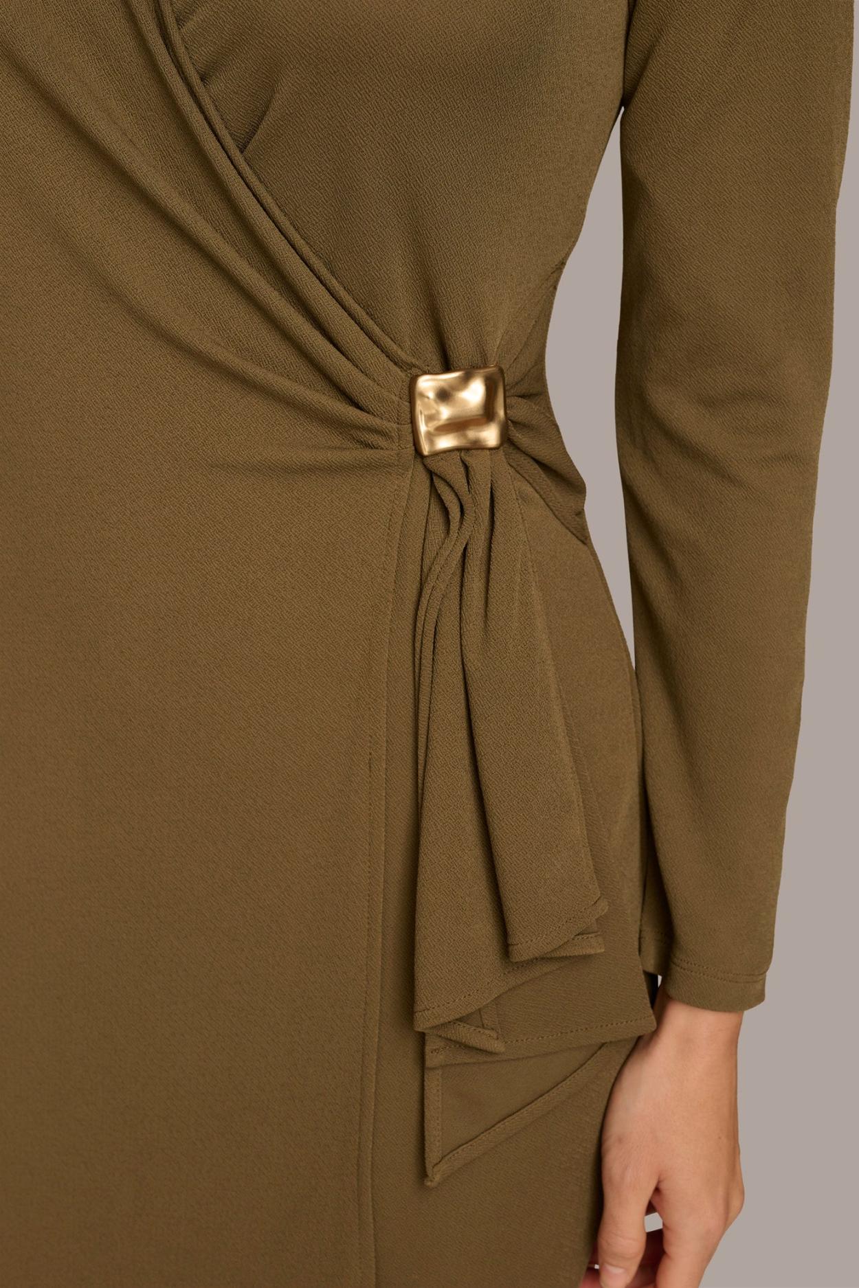Donna Karan Dresses And Jumpsuits | Women V NECK WRAP DRESS WITH HARDWARE Brown