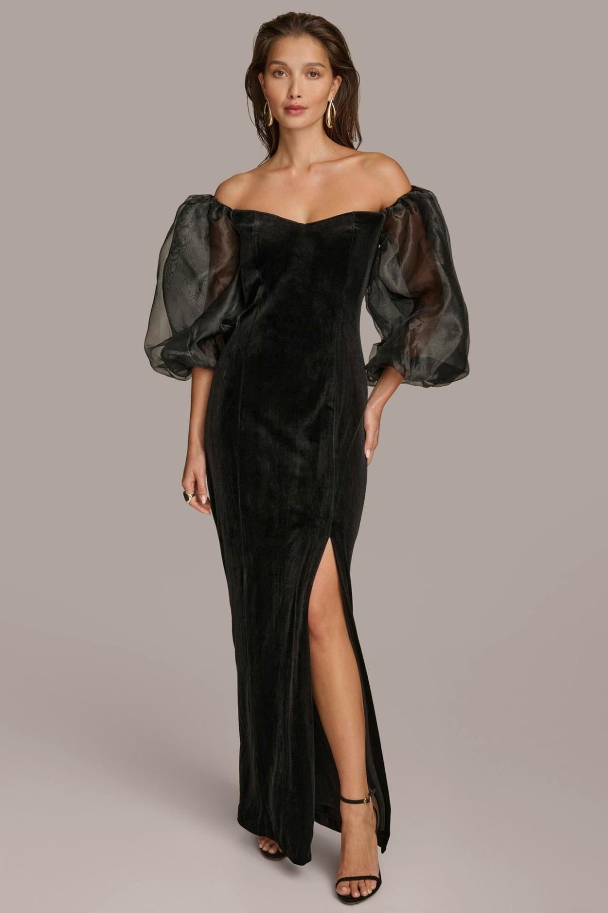 Donna Karan Dresses And Jumpsuits | Women VELVET OFF THE SHOULDER GOWN Black