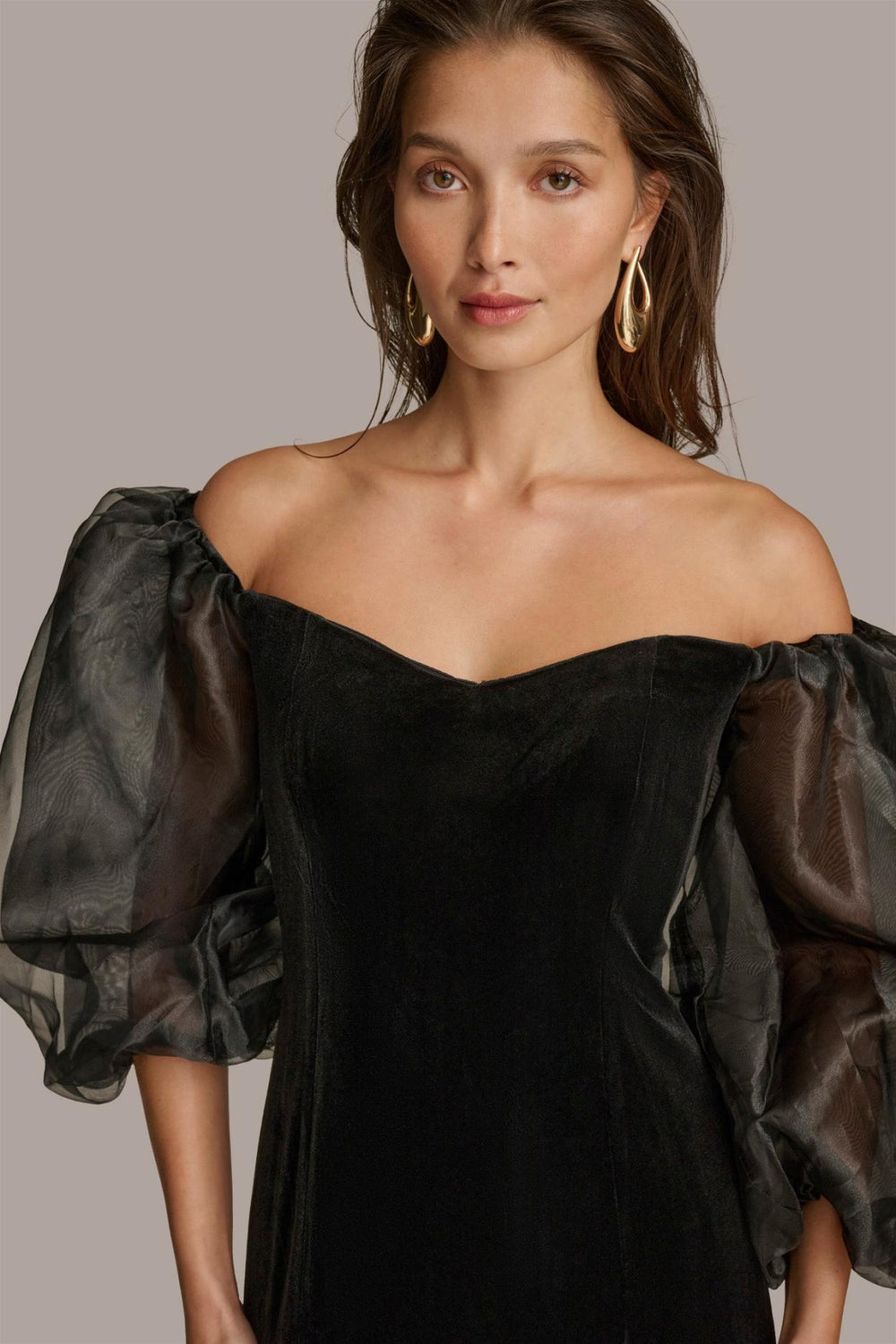 Donna Karan Dresses And Jumpsuits | Women VELVET OFF THE SHOULDER GOWN Black