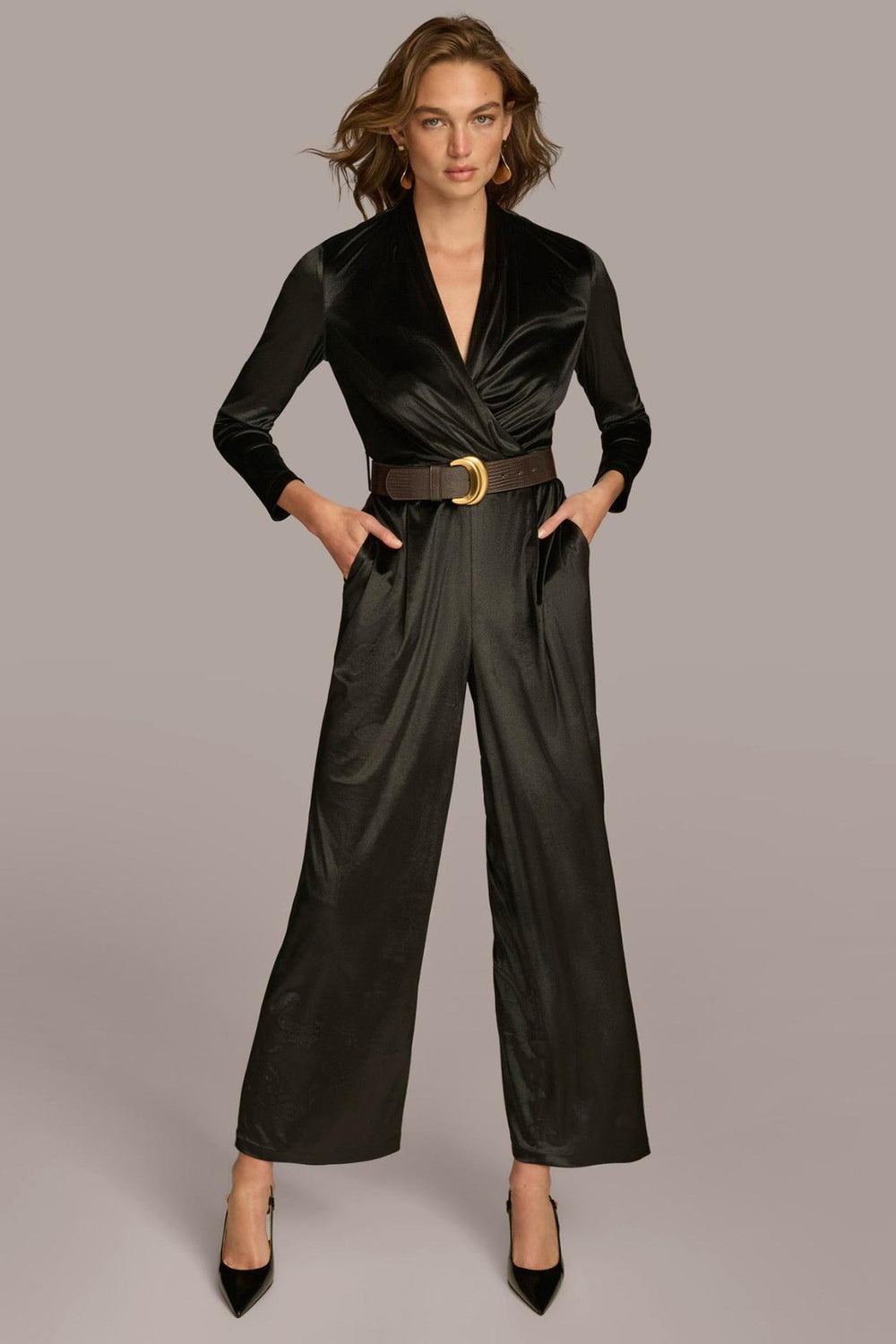Donna Karan Dresses And Jumpsuits | Women VELVET VNECK JUMPSUIT Black
