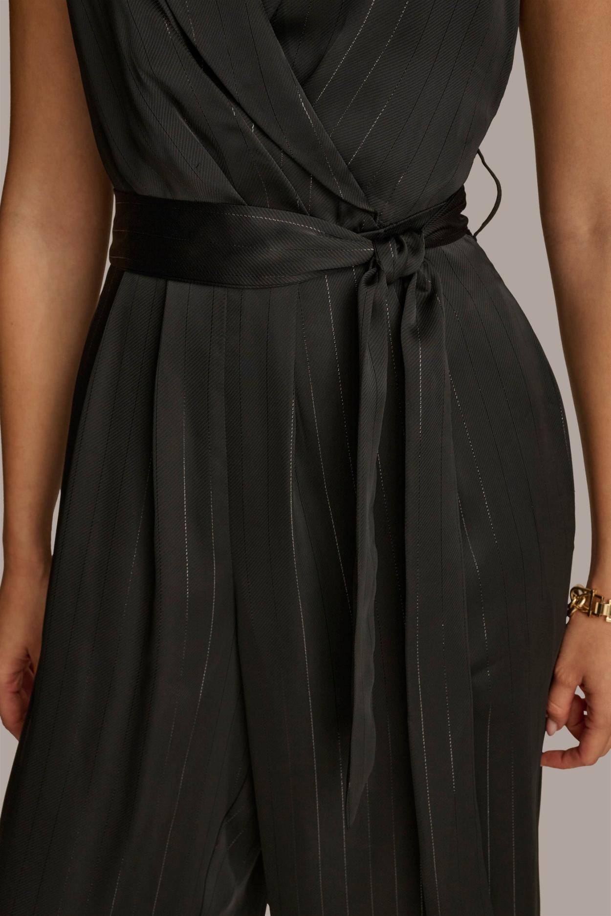 Donna Karan Dresses And Jumpsuits | Women VNECK PINSTRIPE JUMPSUIT Black