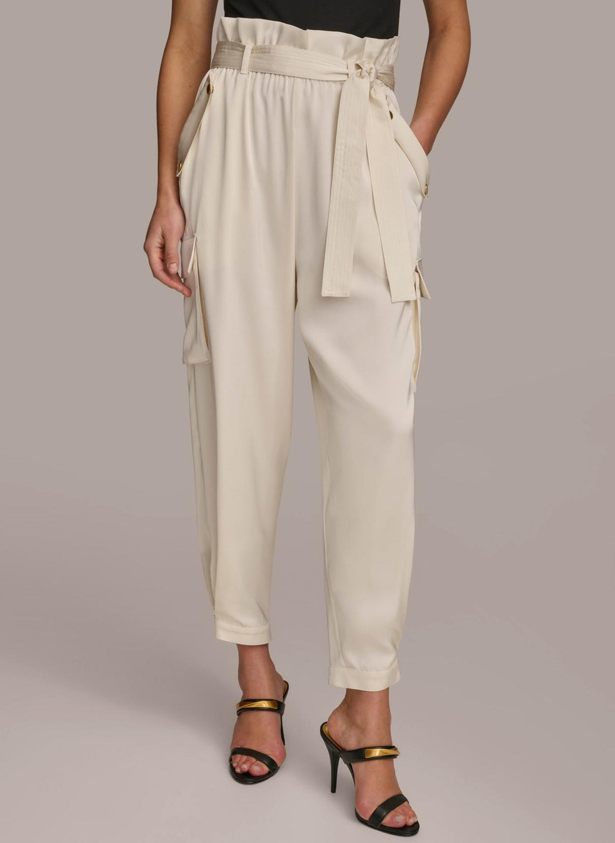 Donna Karan Pants | Women CARGO PANT WITH TIE BELT Cream