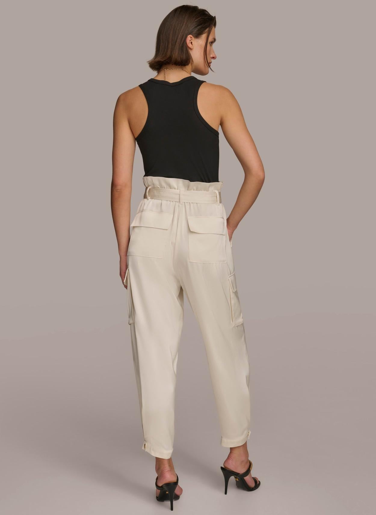Donna Karan Pants | Women CARGO PANT WITH TIE BELT Cream