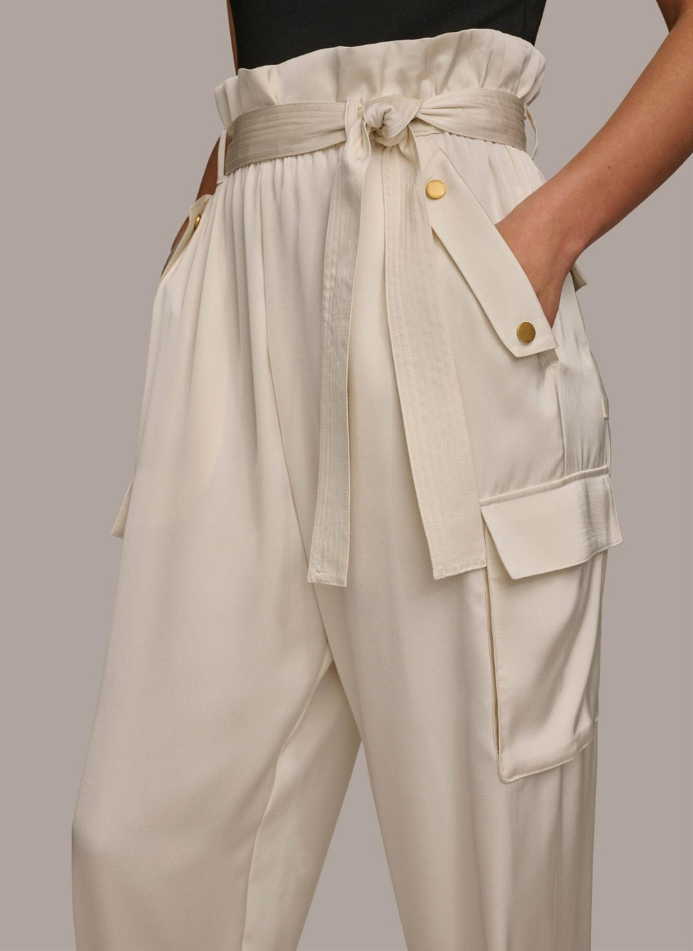 Donna Karan Pants | Women CARGO PANT WITH TIE BELT Cream