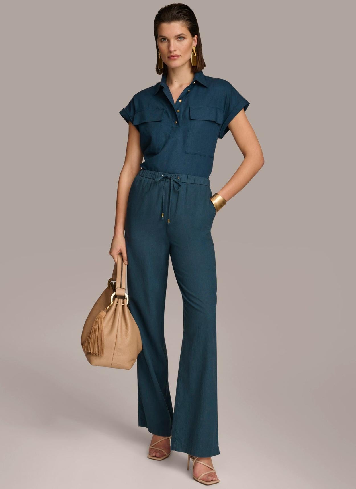 Donna Karan Pants | Women DRAWSTRING PANT Tide Navy