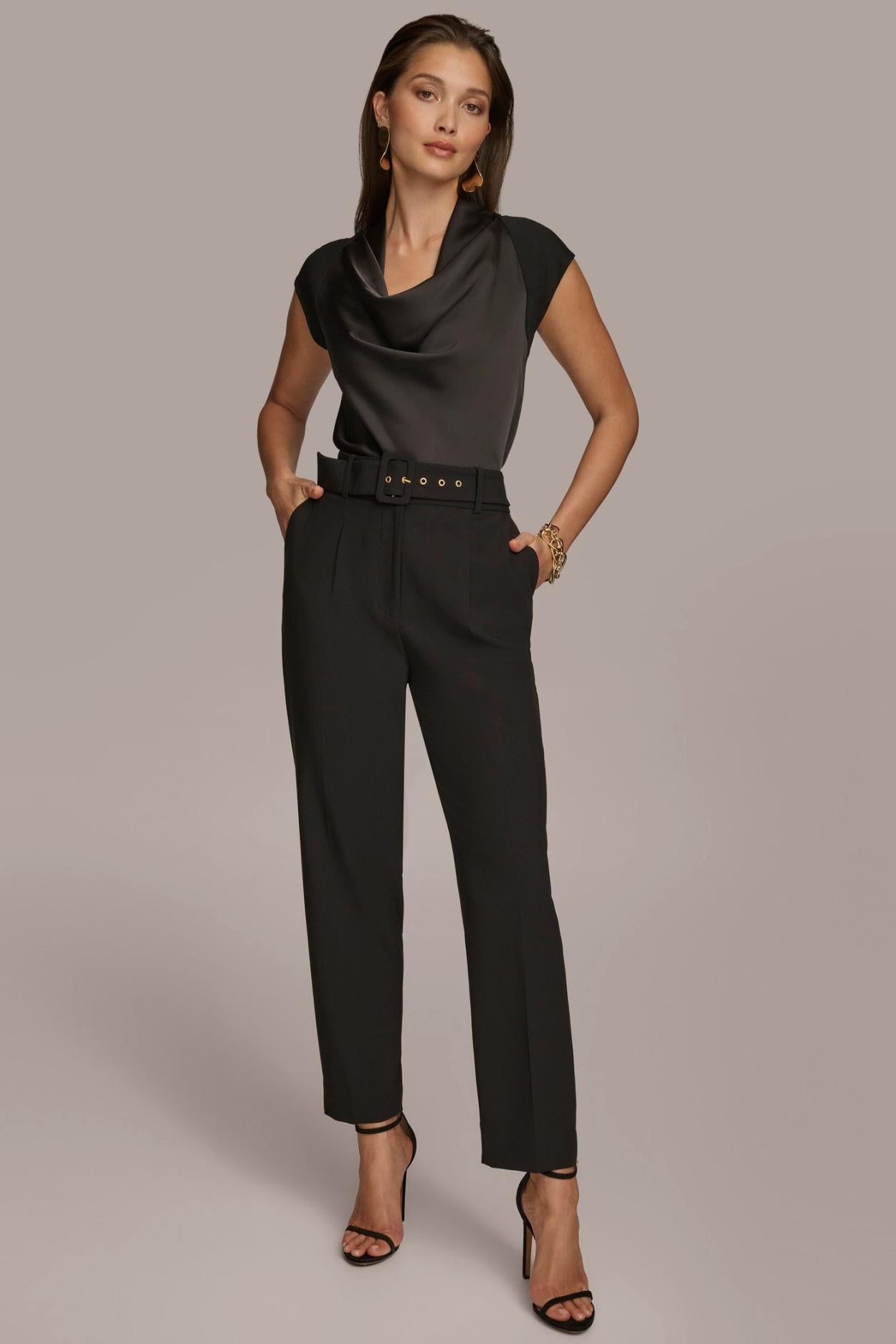 Donna Karan Pants | Women PLEATED PANT WITH BELT Black