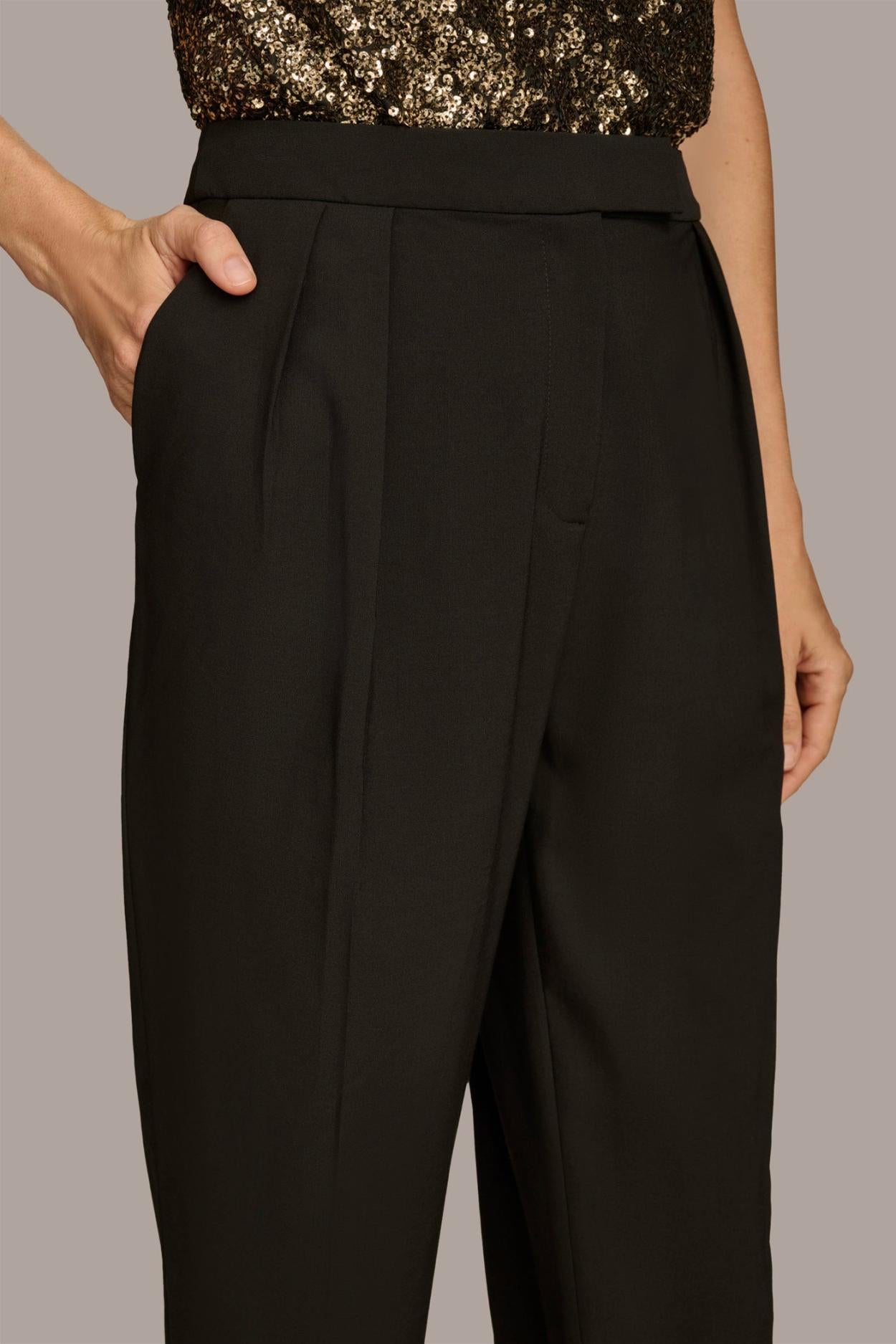 Donna Karan Pants | Women PLEATED STRAIGHT LEG PANT Black