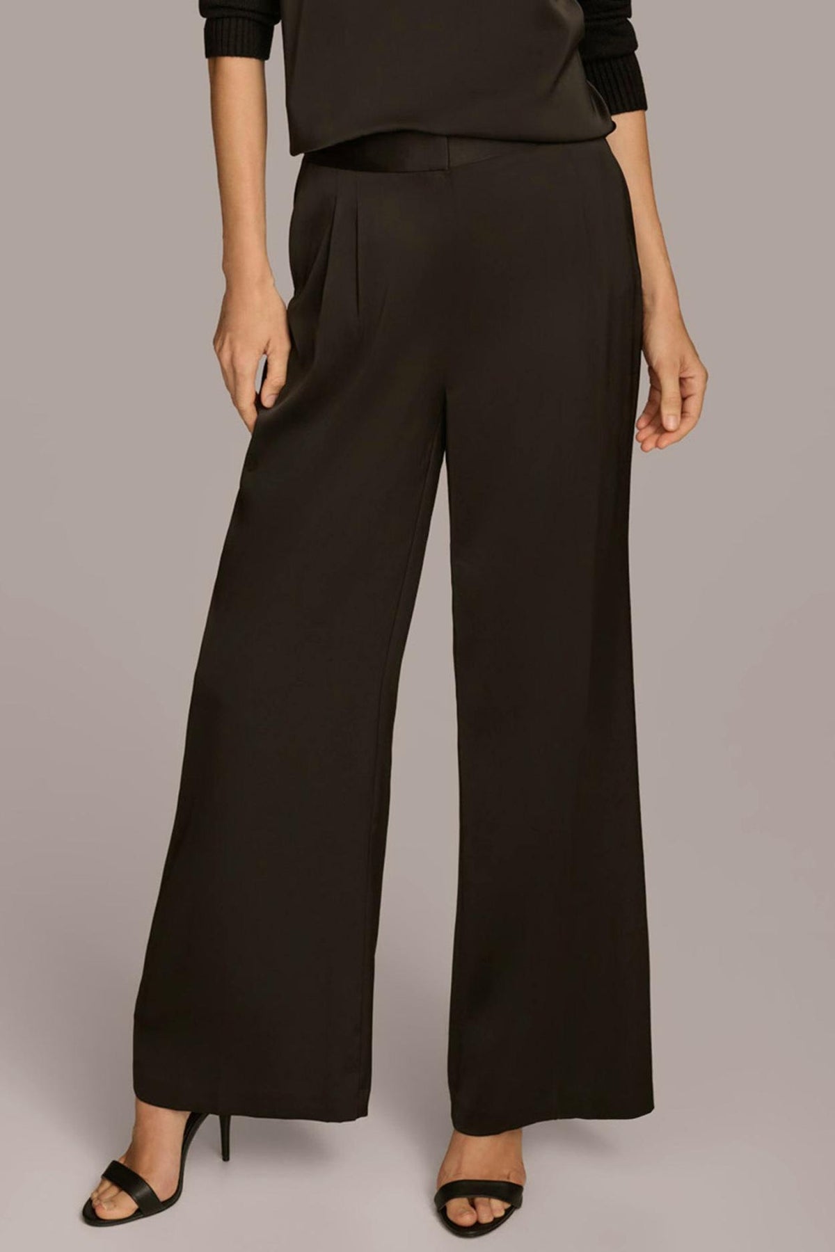 Donna Karan Pants | Women PLEATED WIDE LEG PANT Black