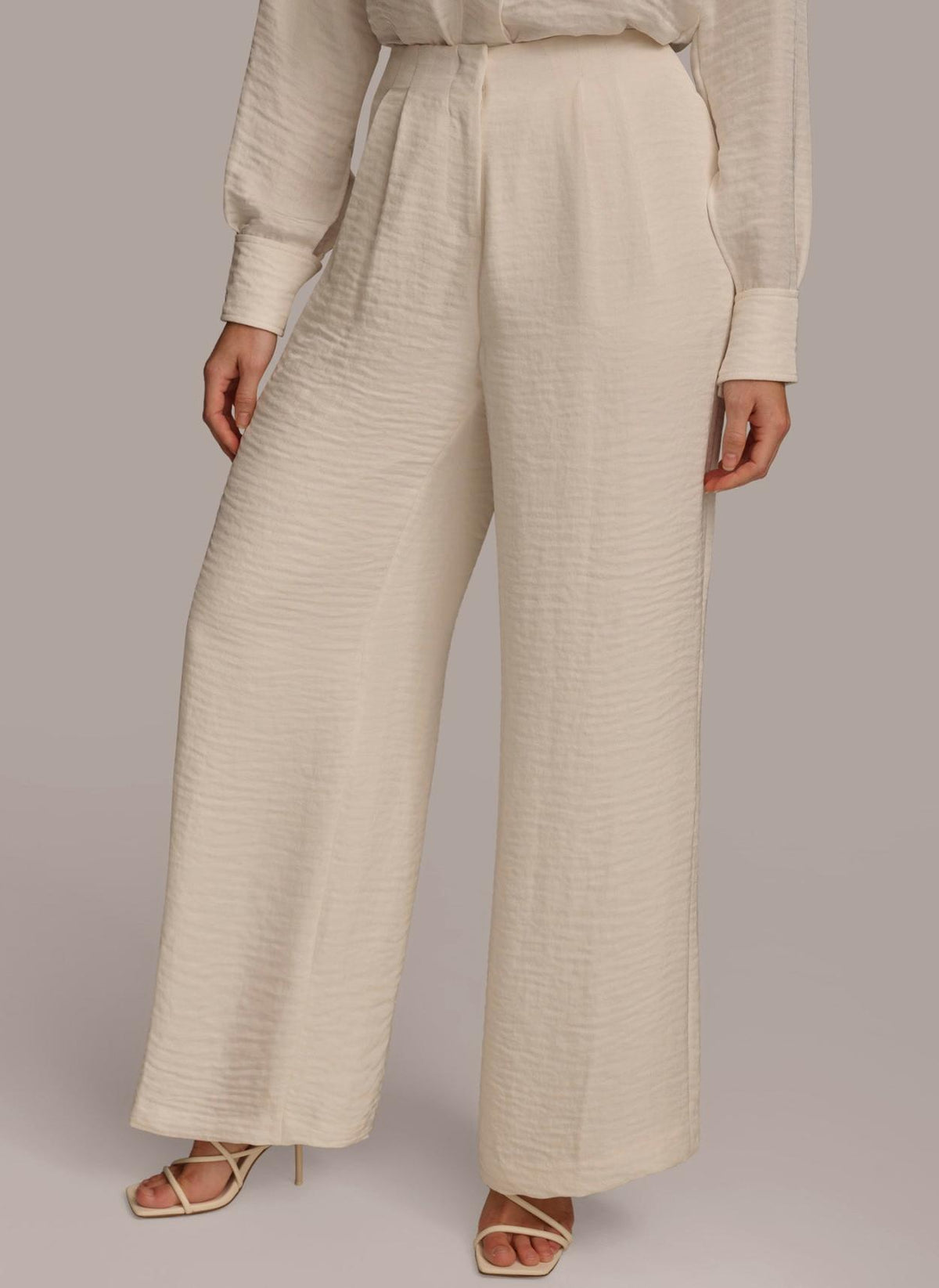 Donna Karan Pants | Women PLEATED WIDE LEG PANT Cream
